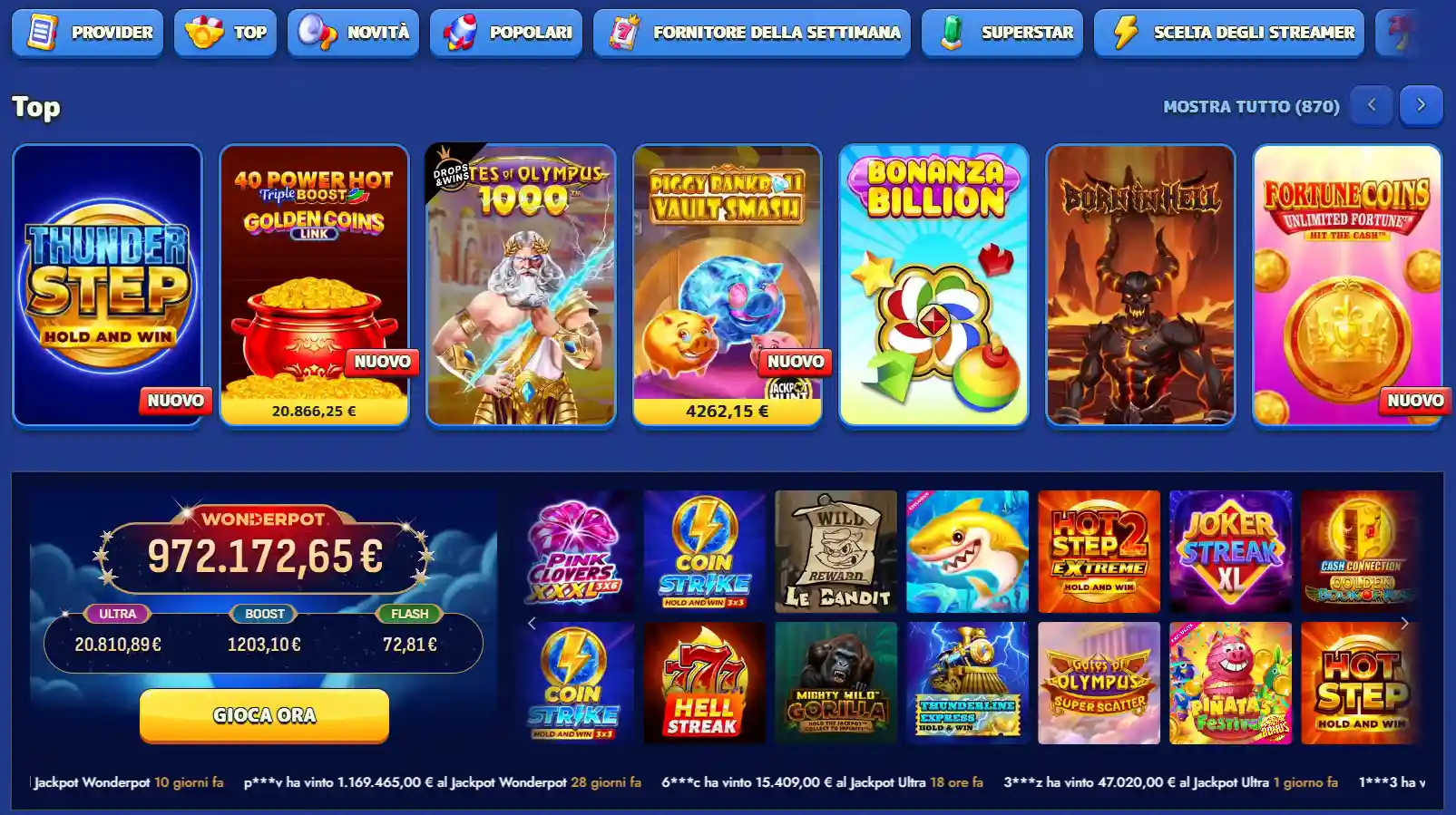 Giochi Pistolo Casino: slot, provider, jackpot e tavoli